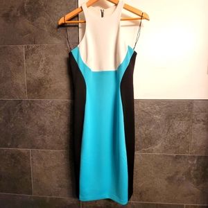 Maggie London Colorblock Halter Sheath Dress. Size 6.